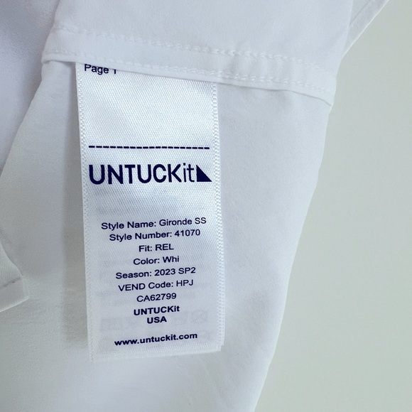 UnTuckit Men’s Performance Short-Sleeve Gironde Shirt White - Picture 4 of 5